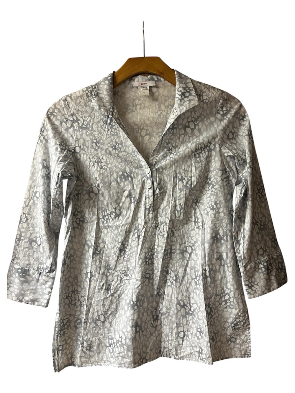 Leggiadro Silver Gray Patterned Button-Down Shirt